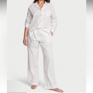 Victoria's Secret White Pajama Set with Pink Trim